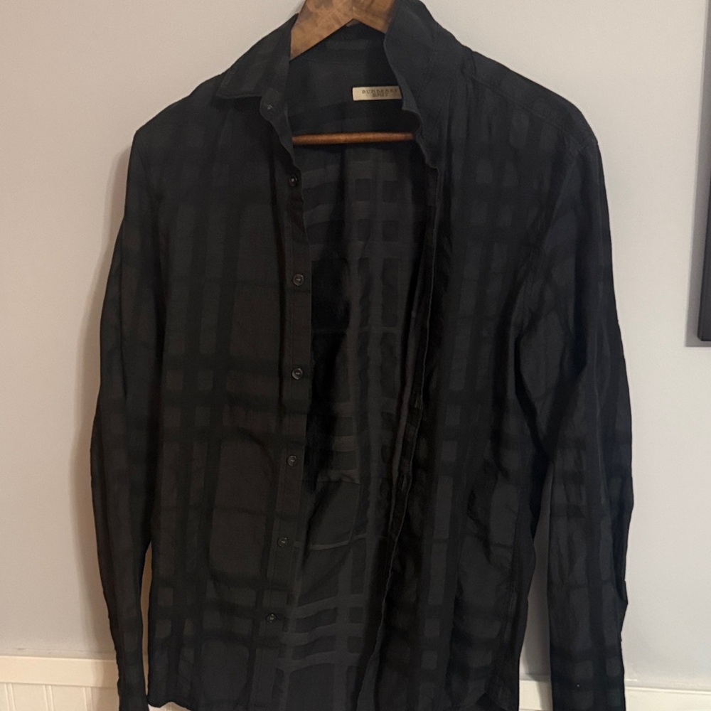 Burberry Black Checkered Casual Button Down Shirt
